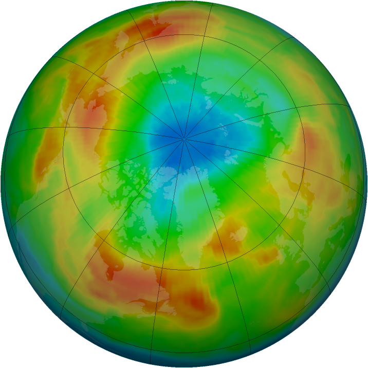 Arctic ozone map for 22 March 1997